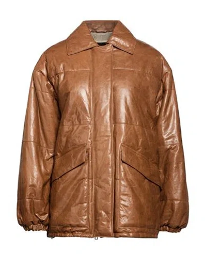 Giorgio Brato Woman Puffer Tan Size 4 Leather In Brown