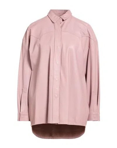 Giorgio Brato Woman Shirt Antique Rose Size 14 Leather In Pink