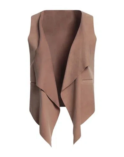 Giorgio Brato Woman Tailored Vest Camel Size 4 Leather In Beige