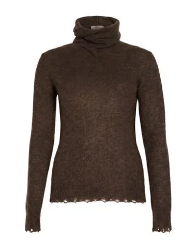 Giorgio Brato Woman Turtleneck Dark Brown Size M Alpaca Wool, Polyamide, Wool