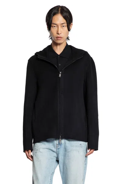 Giorgio Brato Wool Cashmere Felt Hooded Jacket In Black
