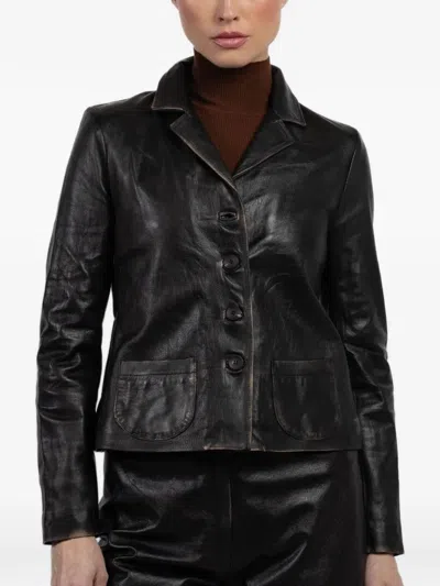 Giorgio Brato X Jade Button-front Leather Jacket In Black
