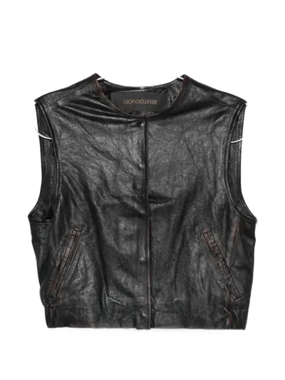 Giorgio Brato Zip Sleeveless Jacket In Black