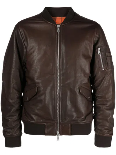 Giorgio Brato Zip-up Leather Bomber Jacket In Brown