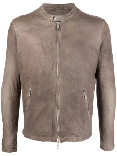 Giorgio Brato Zip-up Suede Bomber Jacket In Grey