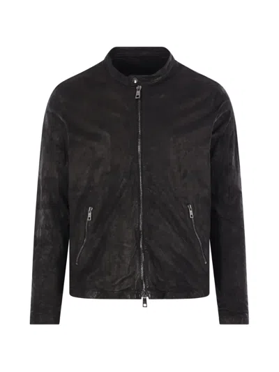 Giorgio Brato Zipped Leather Biker Jacket In Black