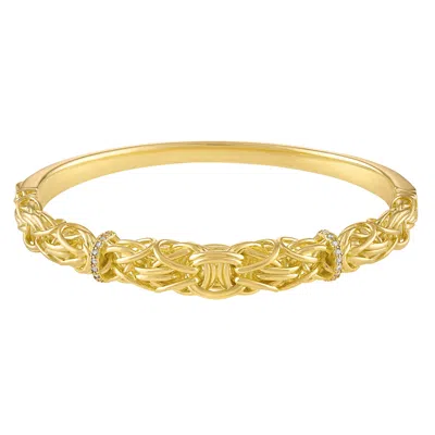 Giorgio Di Vicenza 14k Gold Over Sterling Silver Genuine Diamod Byzantine Bangle Bracelet