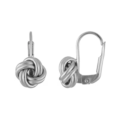 Giorgio Di Vicenza 14k White Gold Italian Love Knot Drop Earrings In Silver