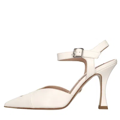 Giorgio Fabiani With Heel White In Bianco Chiari E Naturali