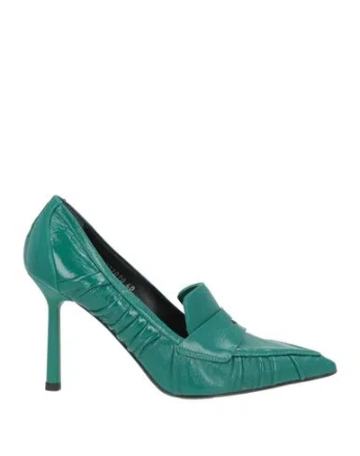 Giorgio Fabiani Woman Loafers Emerald Green Size 8 Leather