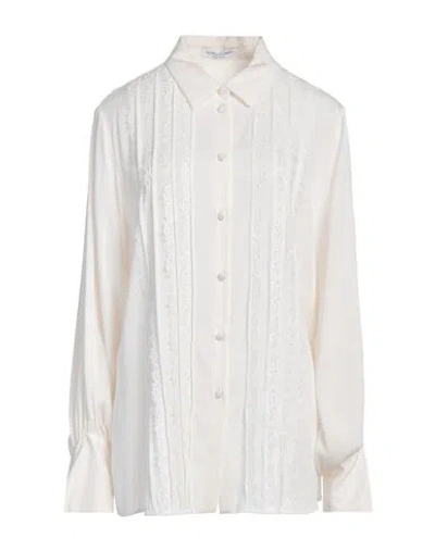 Giorgio Grati Woman Shirt Ivory Size 16 Silk, Elastane In White