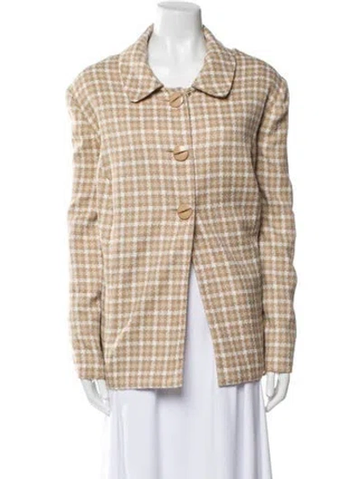 Pre-owned Giorgio Sant'angelo Plaid Print Jacket In White