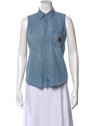 Pre-owned Giorgio Sant'angelo Sleeveless Button-up Top In Blue