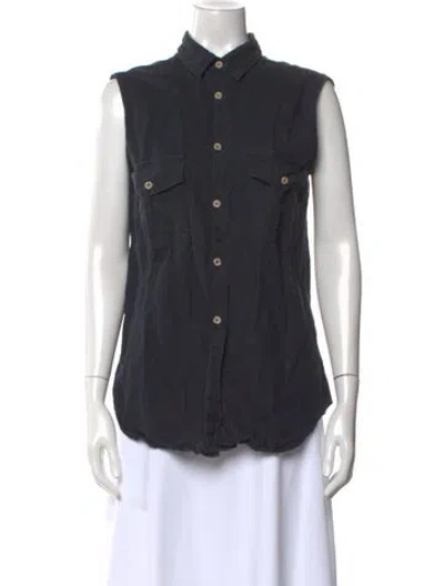Pre-owned Giorgio Sant'angelo Sleeveless Button-up Top In Gray
