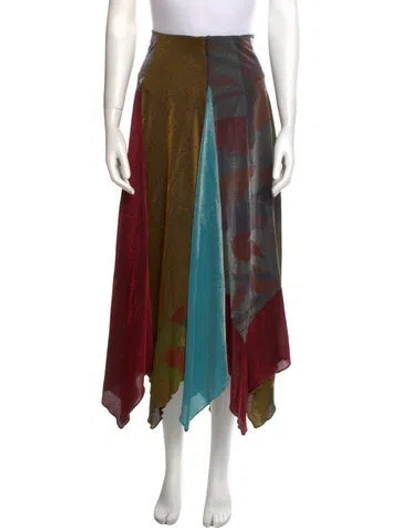 Pre-owned Giorgio Sant'angelo Vintage Midi Length Skirt In Green