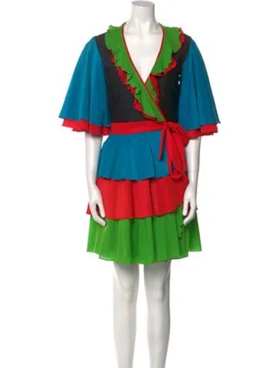 Pre-owned Giorgio Sant'angelo Vintage Mini Dress In Blue