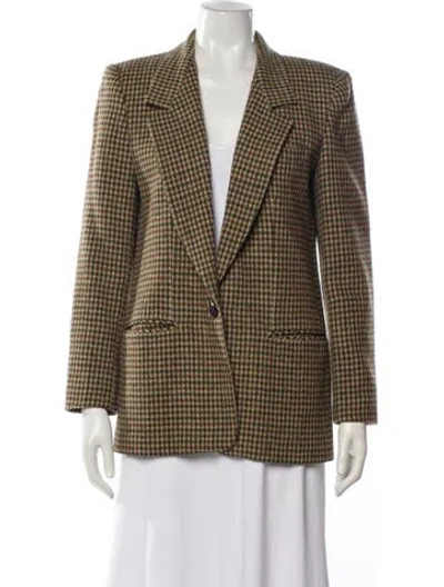 Pre-owned Giorgio Sant'angelo Wool Houndstooth Print Blazer In Multi