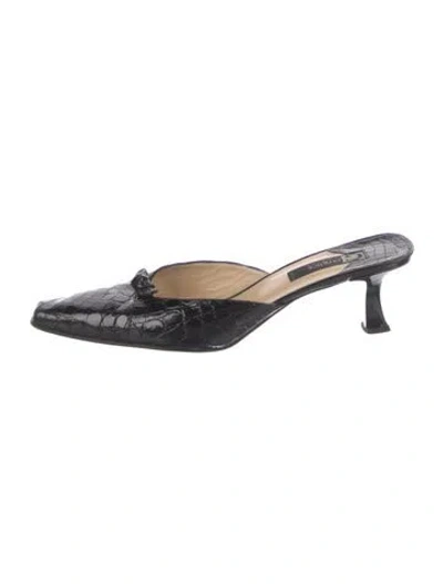 Pre-owned Giorgio's Of Palm Beach Ostrich Mules In Black
