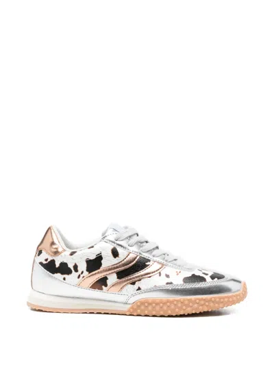 Gioseppo Gering Cow-print Metallic-effect Sneakers In Silver