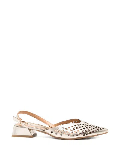Gioseppo Lagos Perforated Leather Pumps In Gold
