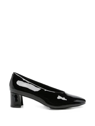 Gioseppo Patent-finish Block-heel Pumps In Black