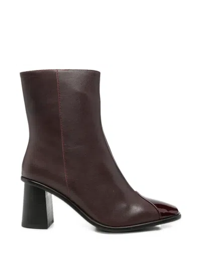 Gioseppo Square-toe Ankle Boots In Burgundy