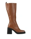 Gioseppo Woman Boot Tan Size 7.5 Leather In Brown