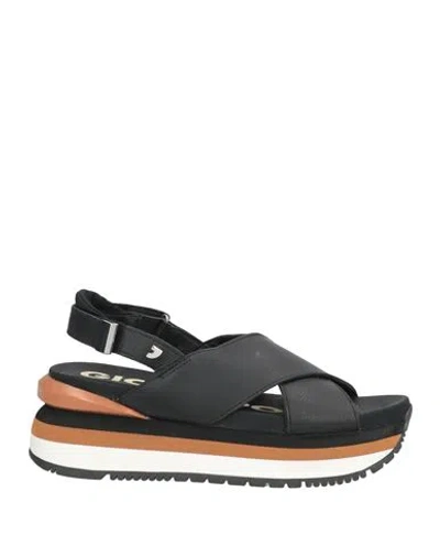 Gioseppo Woman Sandals Black Size 6 Leather