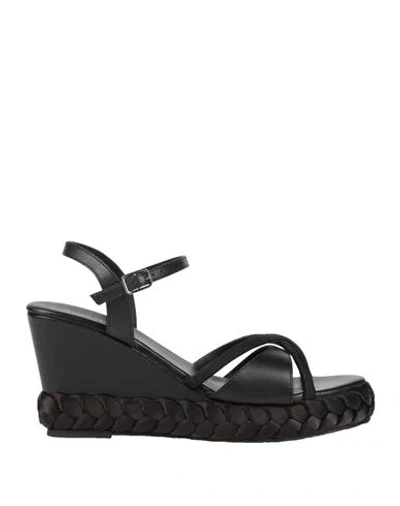 Gioseppo Woman Sandals Black Size 6 Leather