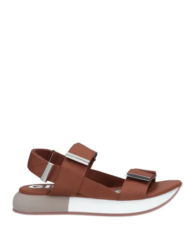 Gioseppo Woman Sandals Brown Size 7.5 Textile Fibers