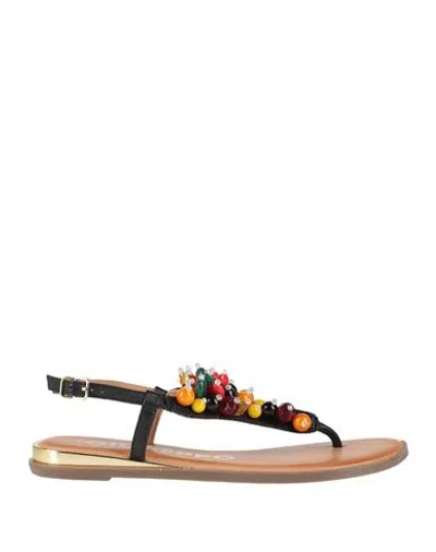 Gioseppo Woman Thong Sandal Black Size 7.5 Leather, Plastic