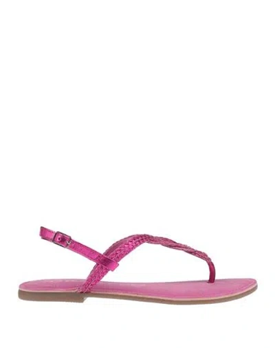 Gioseppo Woman Thong Sandal Fuchsia Size 7.5 Leather In Pink