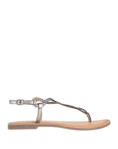 Gioseppo Woman Thong Sandal Lead Size 7.5 Leather In Grey