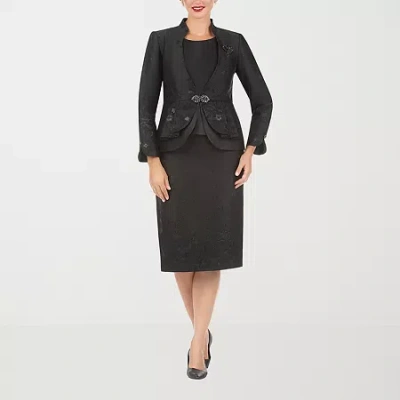 Giovanna Collection 3-pc. Floral Skirt Suit-plus In Black