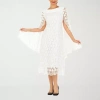 Giovanna Collection Womens Embellished Embroidered Midi Leaf Shift Dress In White