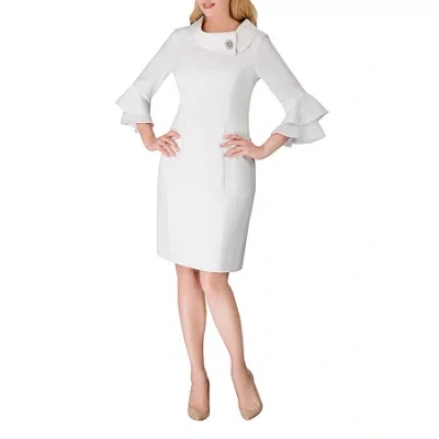 Giovanna Signature 3/4 Sleeve Shift Dress - Plus In White