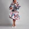 Giovanna Signature Womens Belted Long Sleeve Floral Shirt Dress In Multi