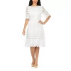 Giovanna Signature Womens Plus Short Sleeve Midi Shift Dress In White