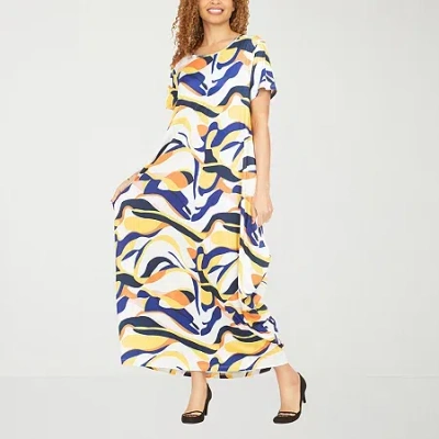 Giovanna Signature Womens Short Sleeve Abstract Maxi Dress In Purple