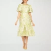 Giovanna Signature Womens Short Sleeve Midi Floral A-line Dress In Green