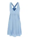 Giovanni Bedin Cross-back Pleated Midi Dress In Blue