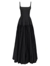 Giovanni Bedin Long Dress With Wide Pleated Skirt In Black