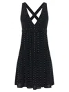 Giovanni Bedin Silk Blend Mini Dress With Pearl In Black