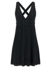 Giovanni Bedin Silk Blend Mini Dress With Pearl In Blue