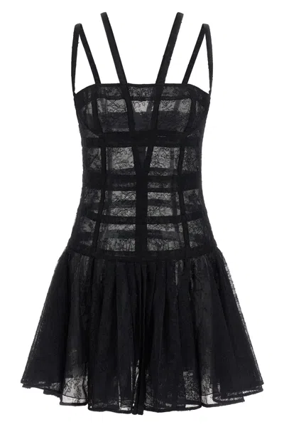Giovanni Bedin Lace Bustier Mini Dress In Black