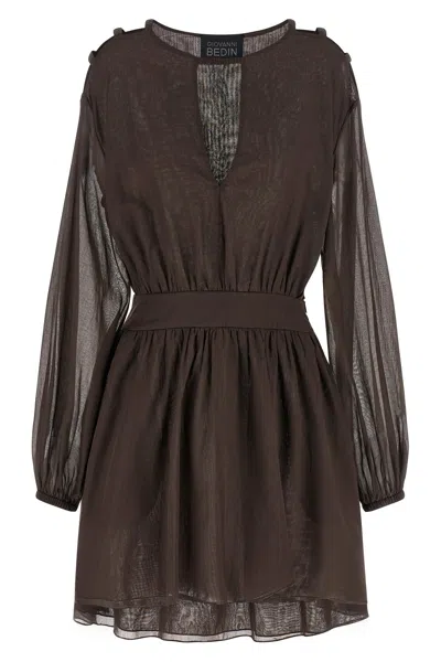 Giovanni Bedin Cut-out Asymmetric-hem Mini Dress In Brown