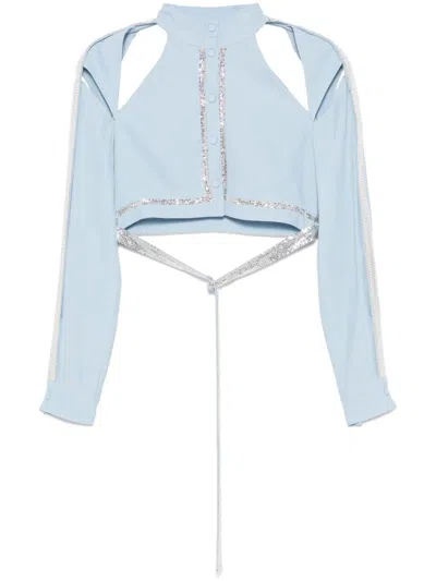 Giovanni Bedin Crepe De Chine Jacket In Blue