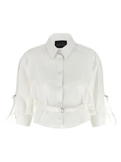 Giovanni Bedin Cropped Cotton Poplin Shirt In White