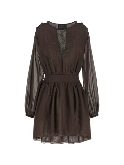 Giovanni Bedin Cut-out Asymmetric-hem Mini Dress In Brown
