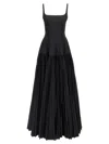 Giovanni Bedin Long Dress With Wide Pleated Skirt In Black